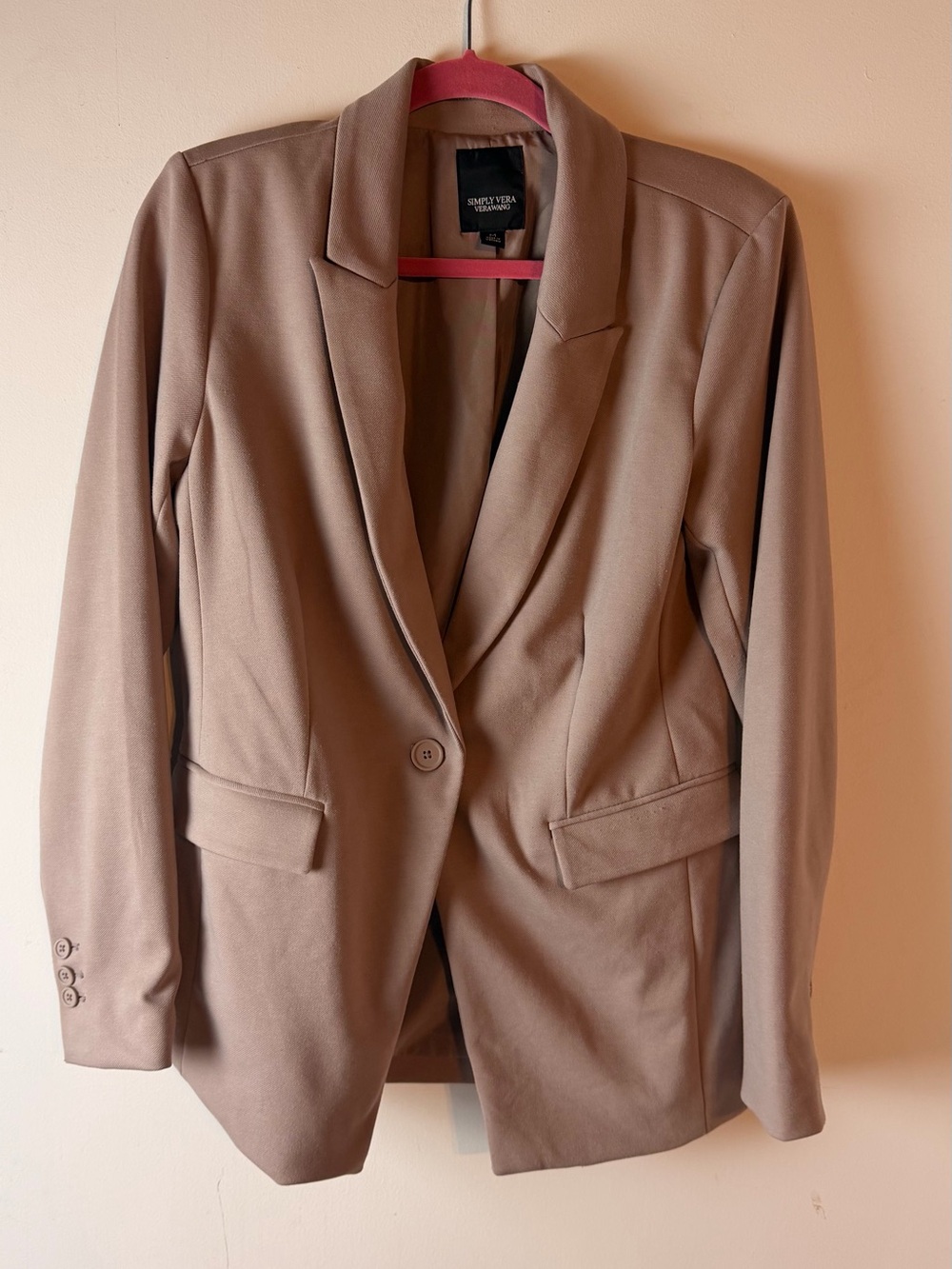 Simply Vera Vera Wang Taupe Single-Button Blazer - Size M